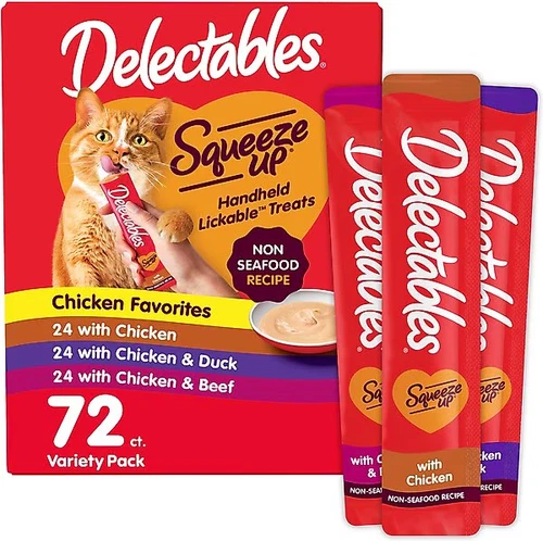 Delectables Squeeze Up Non-Seafood Variety Pack Lickable Cat Treats,  case of 72