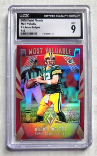 2018 Panini Phoenix Aaron Rodgers Most Valuable #5 PINK Prizm #199/199 CGC 9
