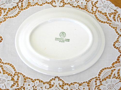 Vintage Shenango China Restaurant Maroon & Green Stripe Platter ~6 3/4" x 8 1/2 - Picture 3 of 4
