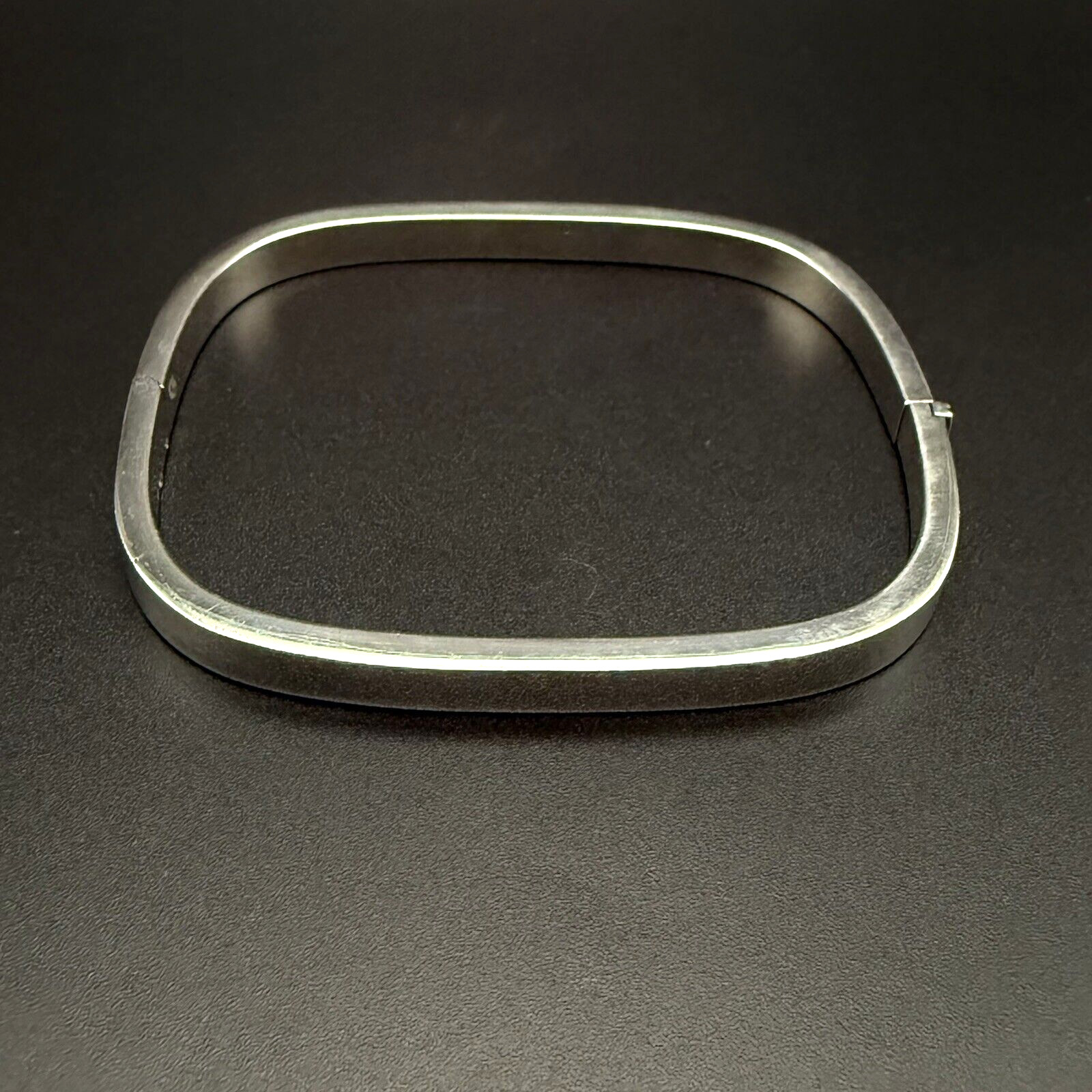 Estate Sterling Rectangular Bangle Bracelet Round… - image 6