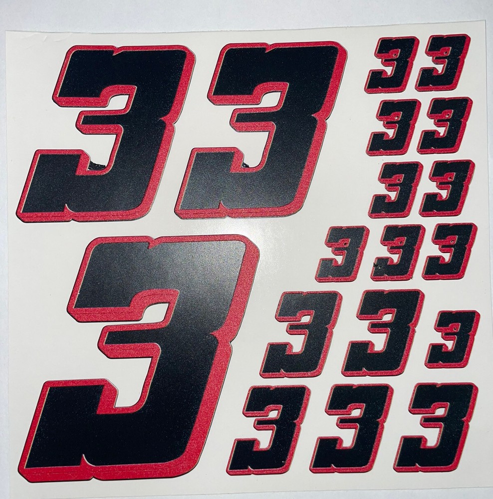 Matte Black-w/  Red Shadow #3’s Racing Numbers Vinyl Rc Box L3