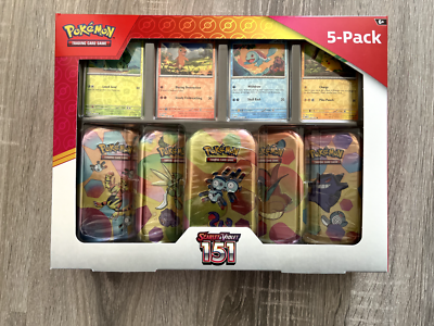 英語版 ポケモンカード Mini Tin 5個 Pokemon Scarlet & Violet - 151 (5-Pack) Mini Tins 4 Promos Costco