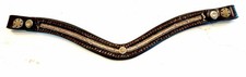 Custom Brown leather Horse browband w Swarovski crystals. Size Full 42 cm