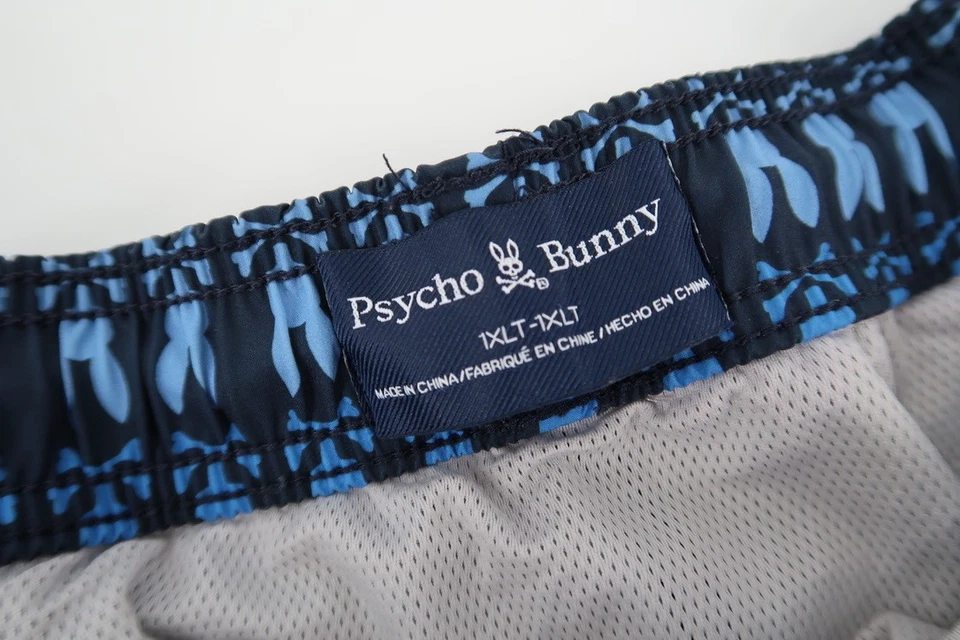 Psycho Bunny Men's 1XLT Barker All Over Print Swim Trunks Blue Navy XLT - Image 2 of 4