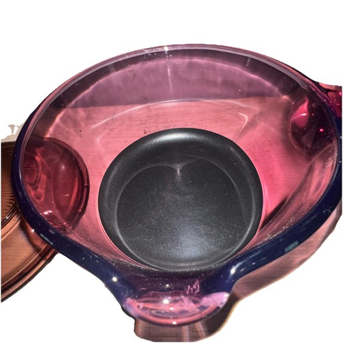 Pyrex Corning Ware Visions Cranberry Cookware 1 Liter Saucepan-Lid Teflon - Picture 3 of 7