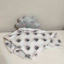 HB Hudson Baby Gray Cloud White Rainbow Security Blanket Lovey Lovie Blankie