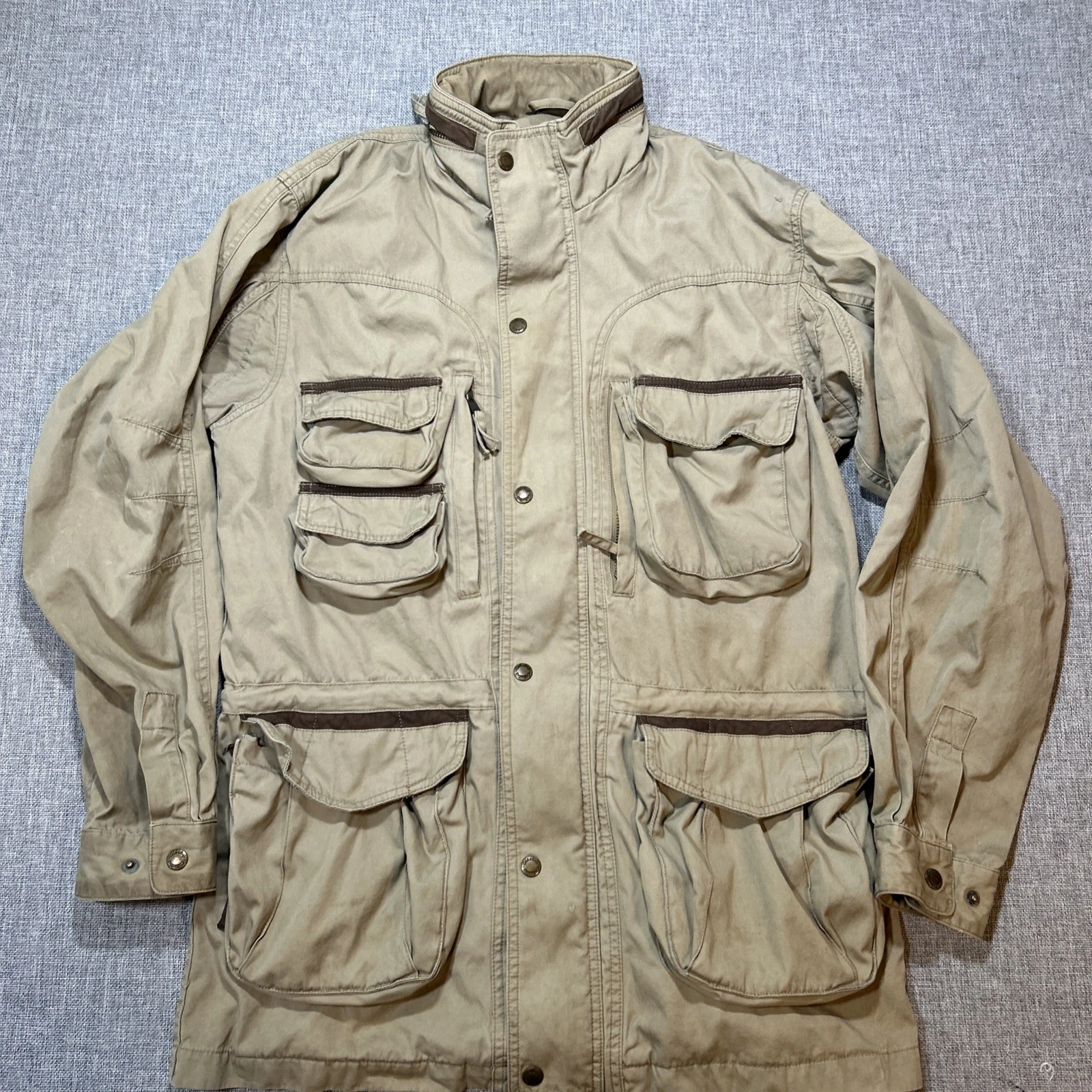 VTG Cabela's Medium Khaki Utility Jacket Outdoor Gear Military Hunting Fishing