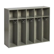 ECR4KIDS STREAMLINE 5-SECTION TODDLER COAT LOCKER CLASSROOM, GREY WASH