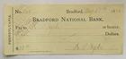 1890 BRADFORD NATIONAL BANK  UNITED STATES  USED CHEQUE