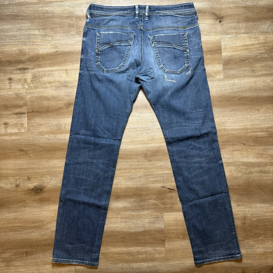 Jeans Diesel Hombres 33x32 Azul Iakop Regular Ajustado Elastizado Parcheado Rockstar Foto 3 de 4