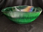 Large Vintage Yalos Casa Murano Studio Glass Centerpiece Iridescent Green Bowl
