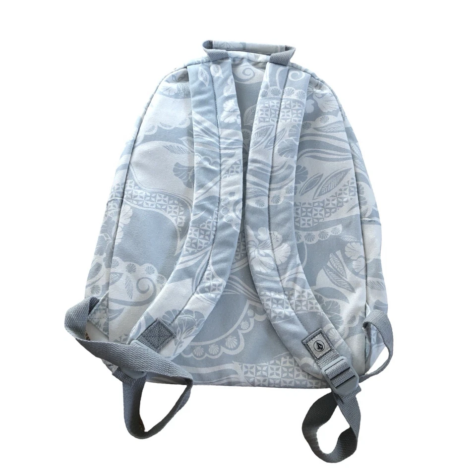 Volcom 男女通用背包蓝绿色和白色 1 大口袋 1 小号花卉设计 — 第 2/4 张图片