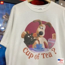 Remake Wallace & Gromit 90s Cartoon Unisex White T shirt vtg NH22043
