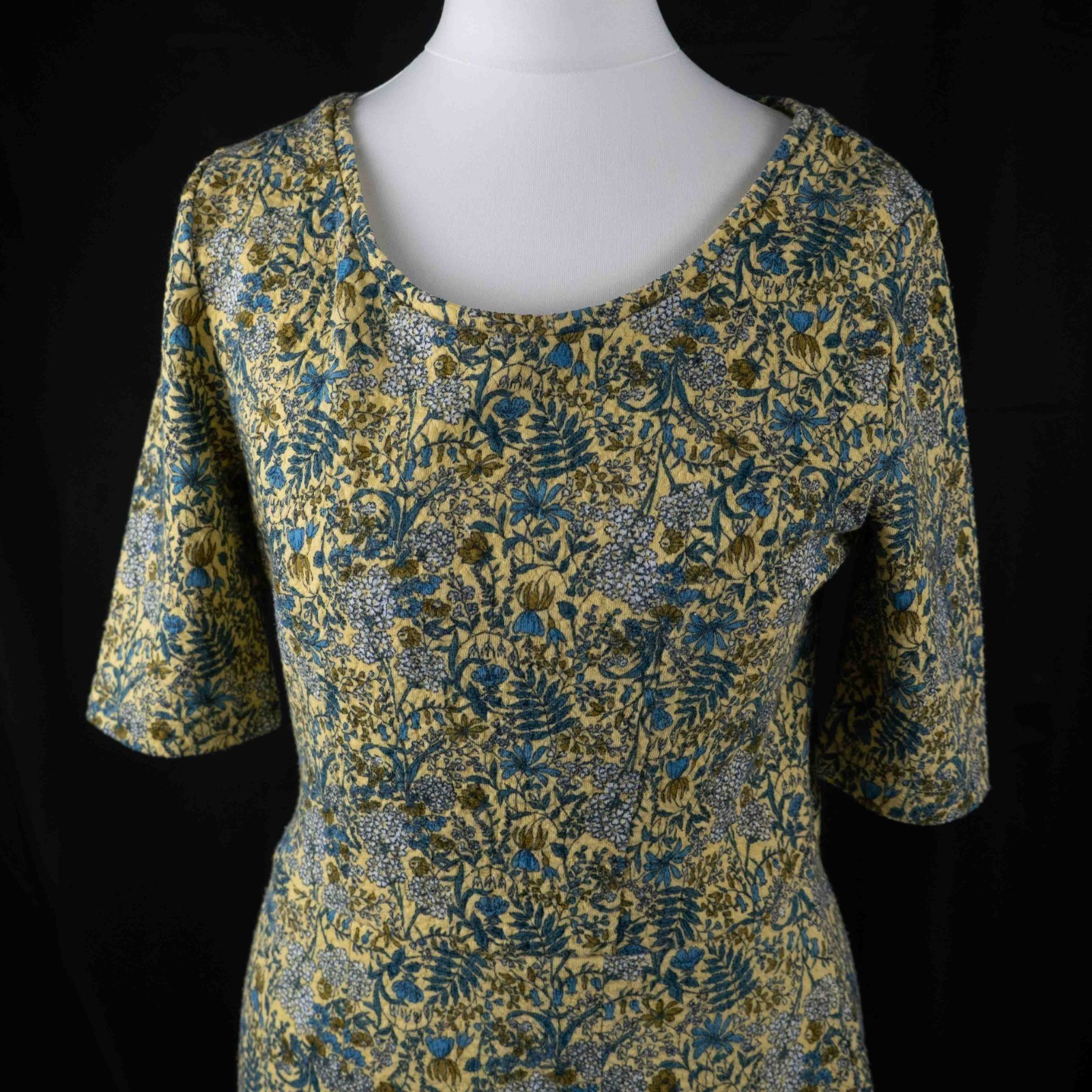 Next Yellow Floral Mid Sleeve 8 Dress Pre-Owned image 2