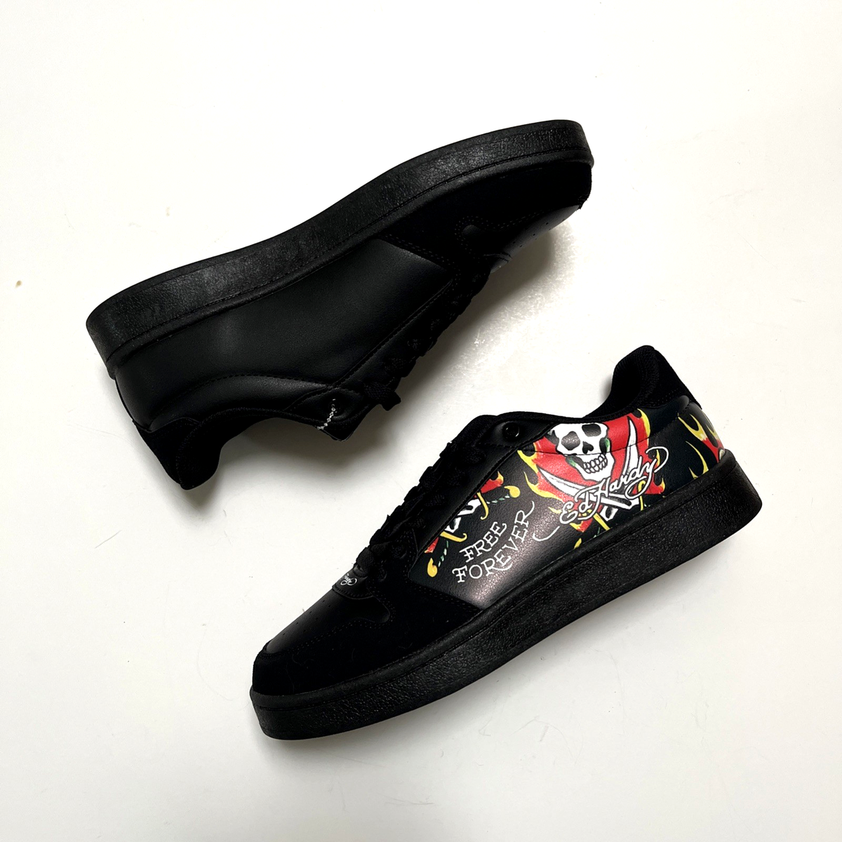 Ed Hardy Sneakers Graphic Grunge Punk Goth Motorcycle Sz 10M/11.5W Womens Ed Hardy Gothic Skater Sneaker - Black/White – Ed  main image 2