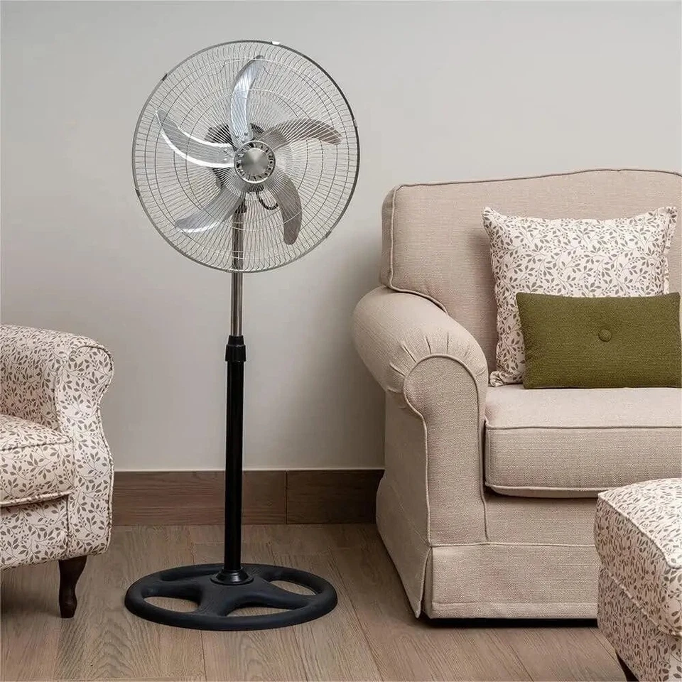 Ventilatore a piantana 50cm - 3 Velocità - Altezza Regolabile - Argento - Immagine 2 di 4