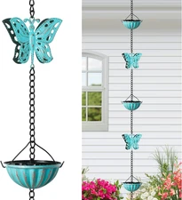 Butterfly Rain Chain Gutter Downspout Catcher outside Water Diverter Decorative