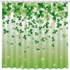 72x72 in St. Patrick's Day Clover Shower Curtain for Bathroom Gradient Green Clo