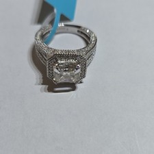 Sterling Silver Moissanite Ring Size 6 4.31ctw White/Colorless Halo Setting