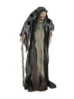 INNA-Glas Deko Halloween Hexe Mechthild, Mit Stock, 160Cm