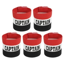 Pack of 5 Soccer Captain Armband Captain Arm Bands for Soccer Black/Red