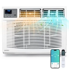 18000 BTU Window Air Conditioner with Heat, WIFI AC Unit & Heater Combo W/Remote