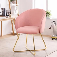 Furniliving Pink Velvet Vanity Chair for Living Room, Dressing Room, Bedroom