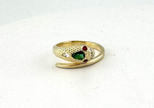 Victorian Style Gold Wash Sterling Silver CZ Emerald Ruby Snake Ring Size 9