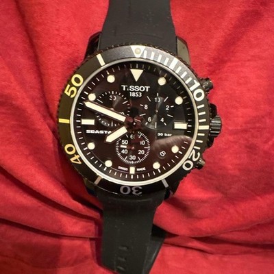 TISSOT Seastar 1000 Diver Watch Black Black Wristwatch Timepiece for Men