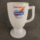 Vintage Milk Glass Pedestal Coffee Mug GARNO Seed Co. Advertising