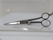 Hand Forged Vintage 7" J. E. Bowdin BARBER SCISSORS - Broken Tip