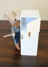 Dollhouse Furniture METAL FRIDGE fits Maileg Kitchen White Refrigerator