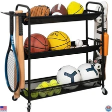 STORAGE MANIAC 3-Shelf Basketball Rack - Versatile Training Stand & Ball Holder