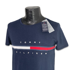 NEW Tommy Hilfiger Adaptive Wear Women's Blue Stripe Signature T-Shirt Medium