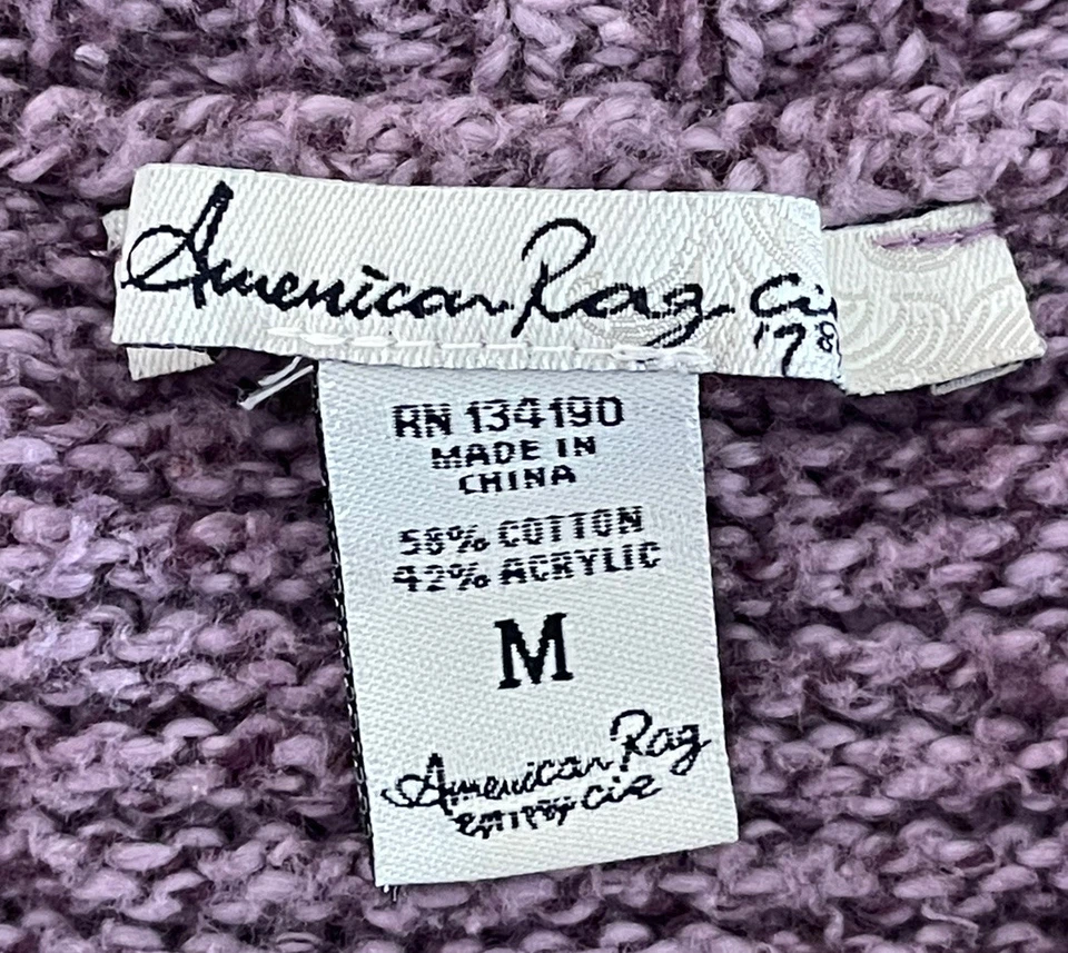 Suéter American Rag Cie Recortado Suelto Tejido Bolsillos Para Mujer Medio Púrpura Foto 2 de 4