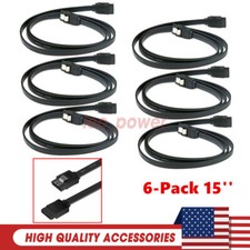 6Pack 15'' SATA III Cables Straight to Straight Angle SSD HDD Hard Drive Black