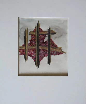 Aquarell Gemälde Farbstift Mauerstück 1 Barbara Kraemer Signiert Datiert 1992 - Bild 1 von 4