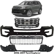 Front Bumper Cover Fascia & Grille Assembly Kit For 2016-2017 Ford Explorer