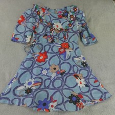 Celia B Dress Womens Medium Blue Floral Linen Silk Sundress Ruffle Sailormood