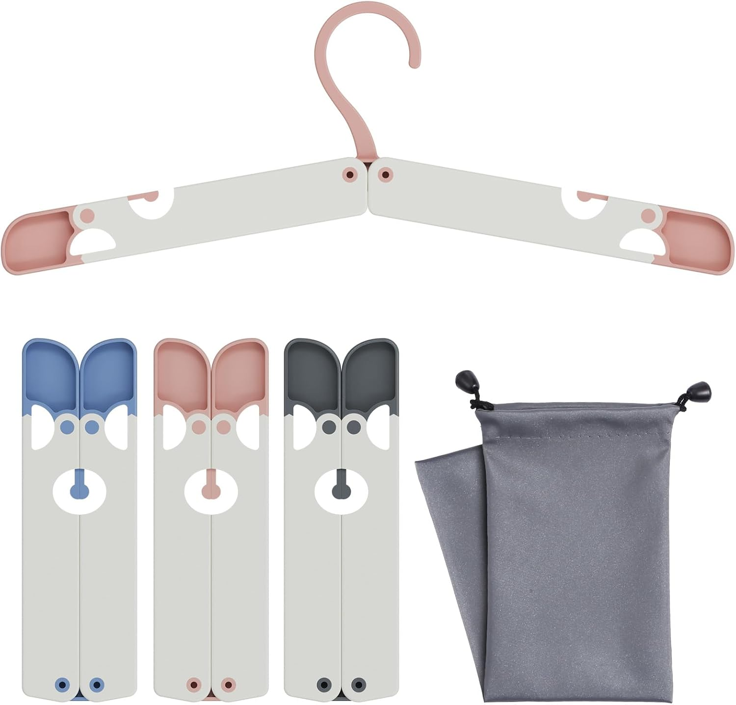 Foldable Travel Hangers Set of 3 with Mini Tape Measure Storage Bag and Gift Box-image