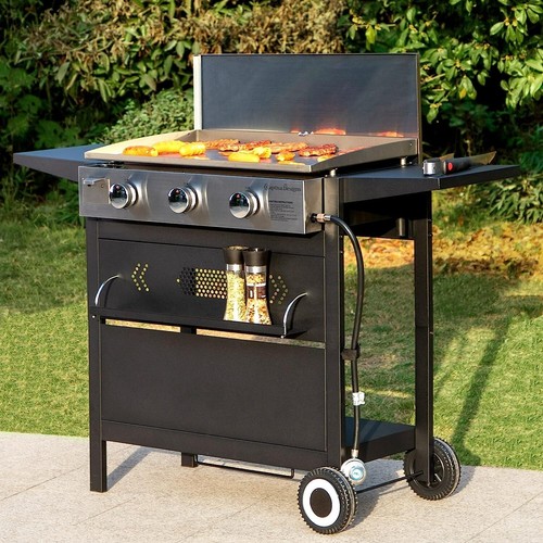 3-Burner Gas Grill and Griddle Combo Small Flat Top Grill Outdoor Propane BBQ - 第 1/16 張圖片