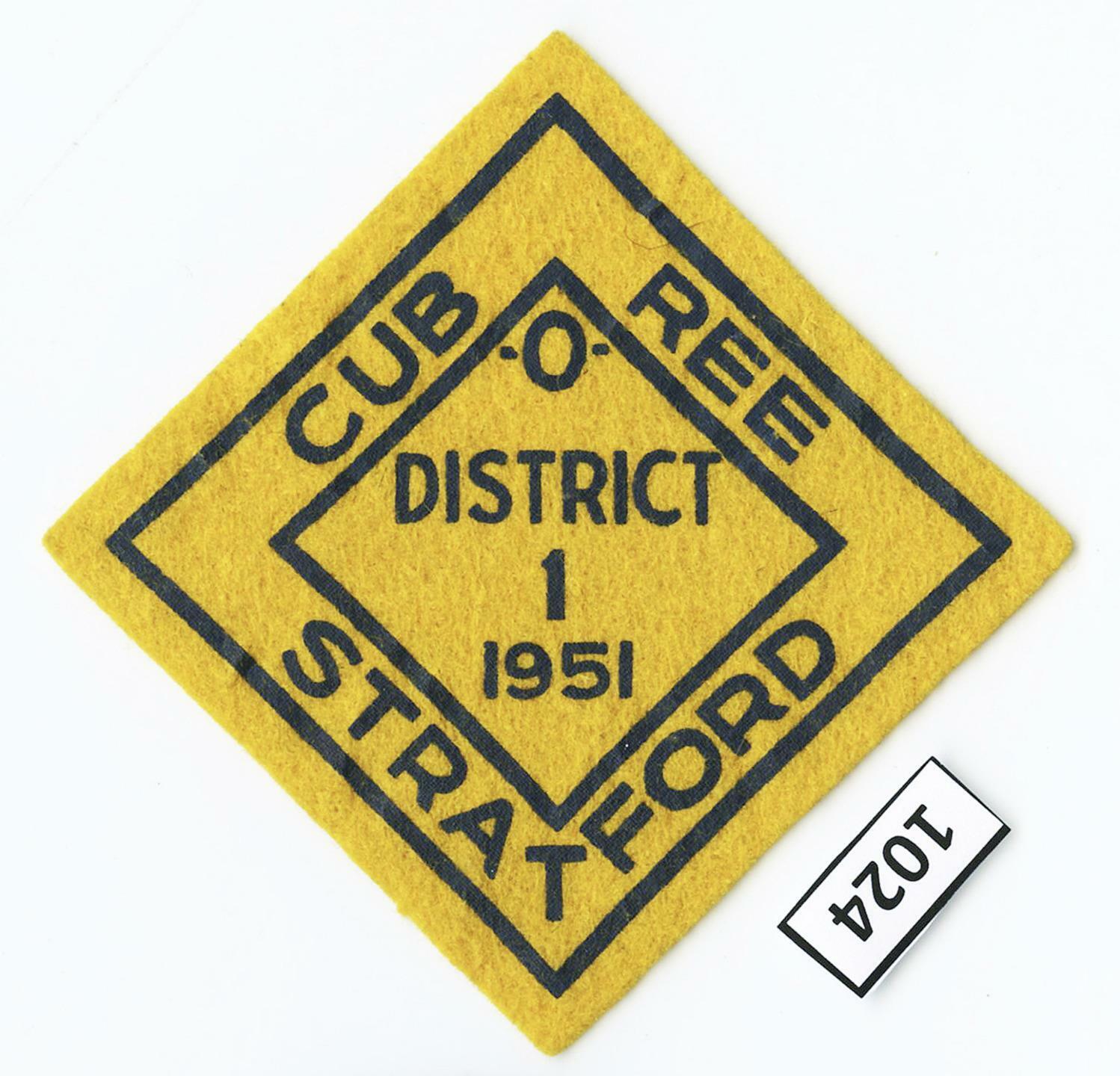 DEALER DAVE Boy Scout 1951 STRATFORD CUB-O-REE DISTRICT ONE FELT PATCH (1024) Populair in het land