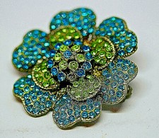 Schöne Vintage Brosche Anstecknadel blau gr�...
