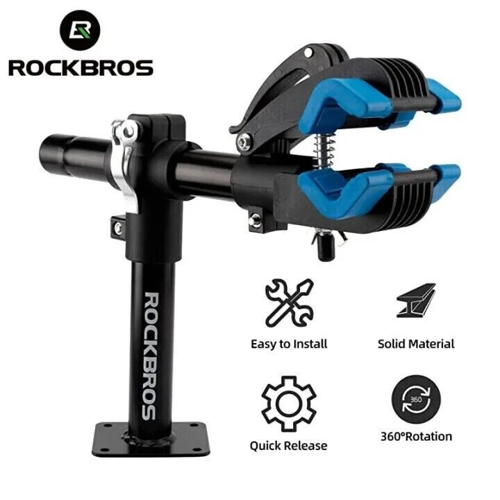 Soporte de reparación de bicicletas de acero ROCKBROS ajuste de 360° montaje en pared soporte duradero liberación rápida Foto 3 de 4