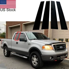 For 04-14 Ford F-150 Super Cab Crew 4x Piano Black Pillar Post Door Window Cover