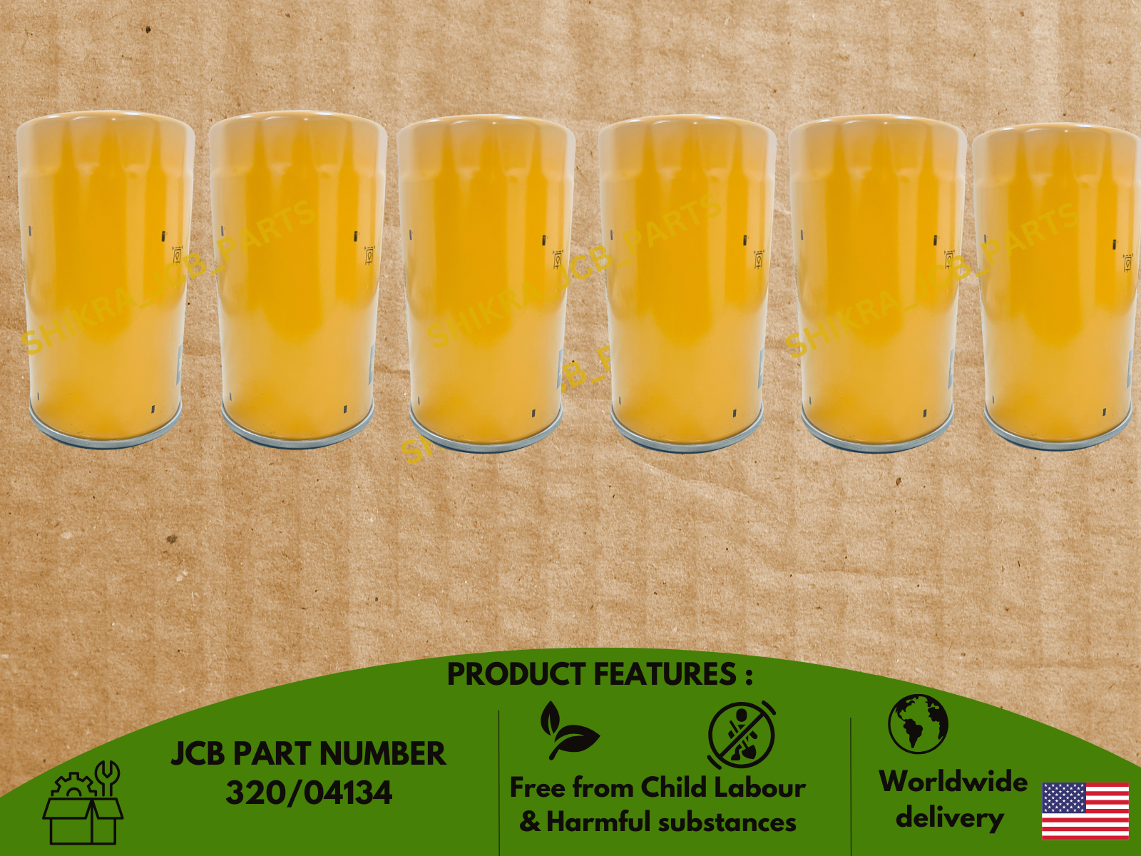 JCB BACKHOE  ENGINE OIL FILTER (PART NO. 320/04134), Pack of 6