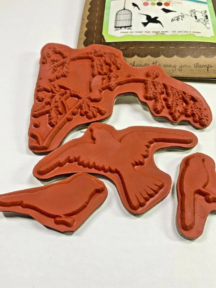 Nuevo sello de goma pájaros en rama jaula para pájaros unidad voladora sello compañía gratis para ser Foto 3 de 4