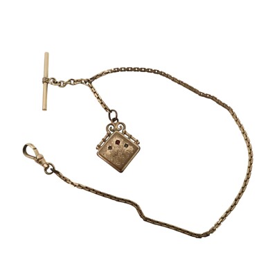 Vintage Simmons Gold Filled Pocket Watch Chain Ornate Locket Fob