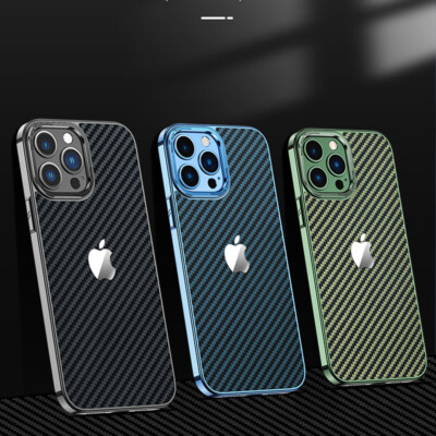 For iPhone 12 13 14 Pro Max Carbon Fiber Case Shockproof Hybrid Hard Phone Cover
