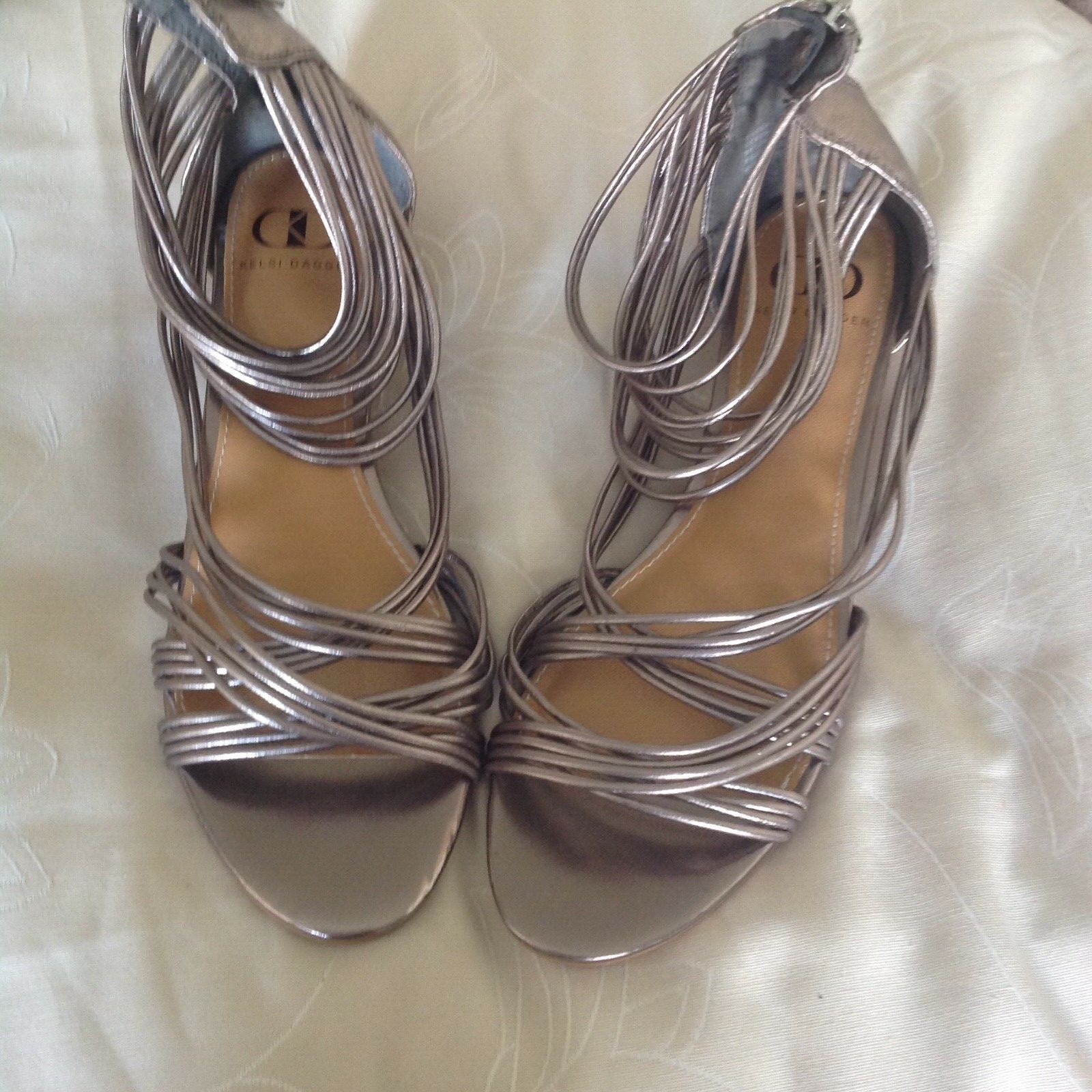 Kelsi Dagger Pewter Leather Gladiator style wedge sandals, Size 8.5M | eBay